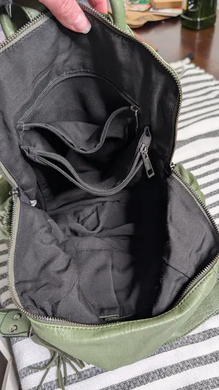 Green backpack purse